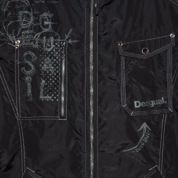 Desigual Black Bomber Jacket XL - Picture 2 of 9
